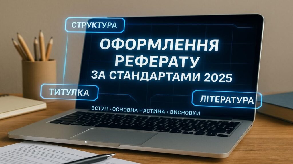 Оформлення реферату за стандартами 2025: структура, титулка, література