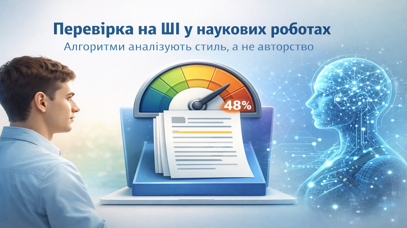 Перевірка на ШІ у науковій роботі: студент, науковий текст і цифровий алгоритм з індикатором AI-score
