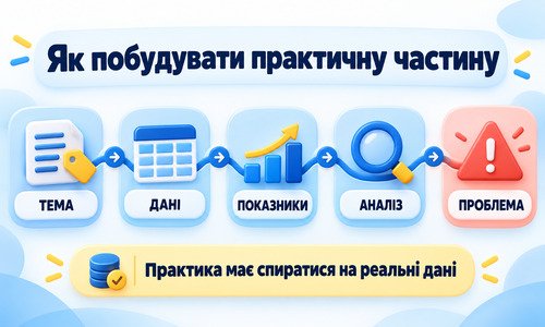 Інфографіка про побудову практичної частини дипломної роботи з логістики