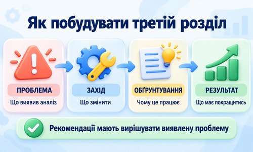 Інфографіка про логіку формування рекомендацій у дипломній роботі з логістики