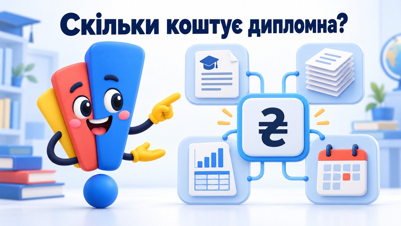 Маскот Світ Знань пояснює, від чого залежить вартість дипломної роботи